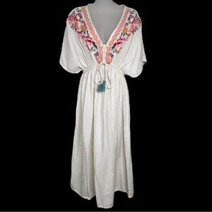 Embroidered White Maxi Dress